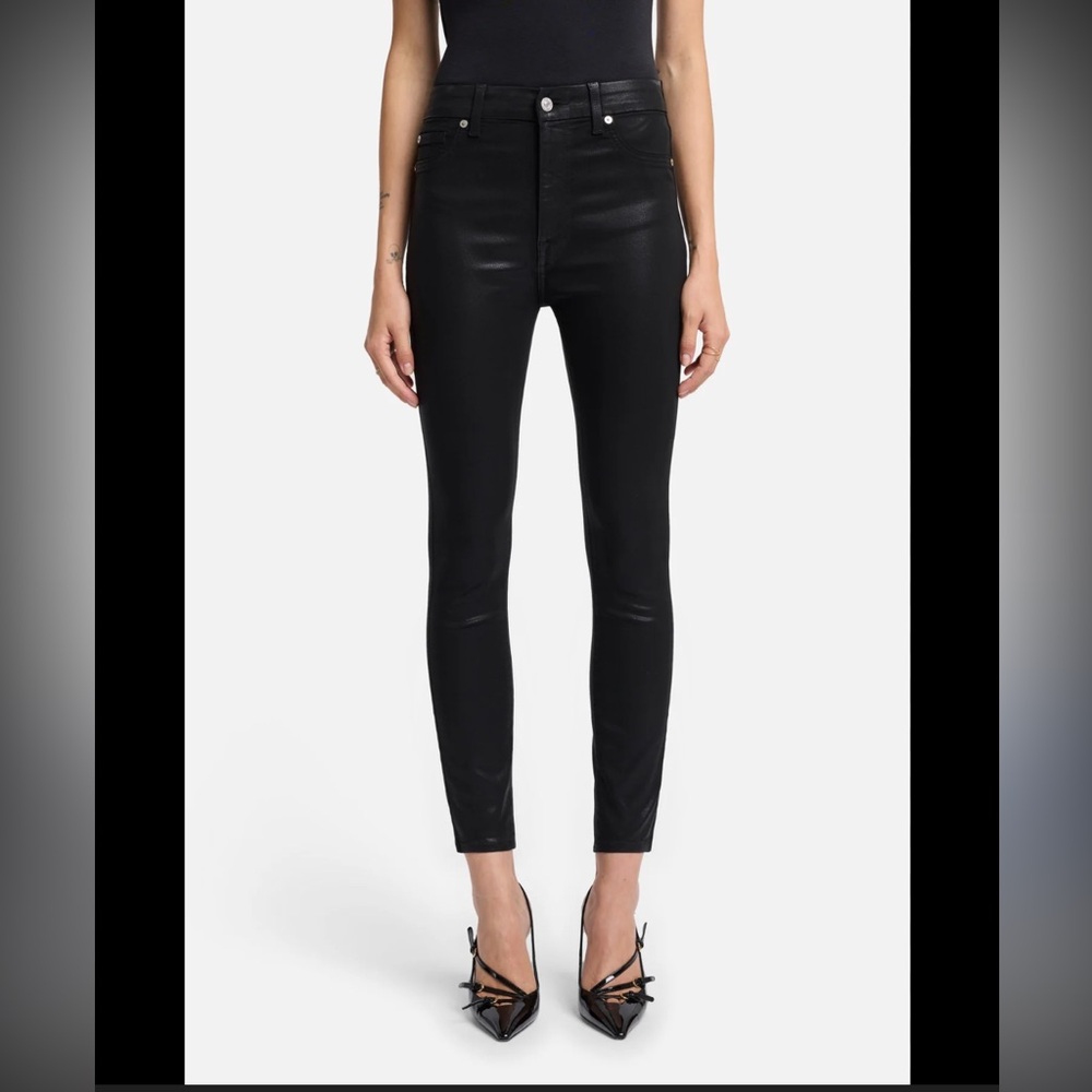 7 For All Mankind Black HIGH WAIST ANKLE SKINNY in B(air) Size 27
